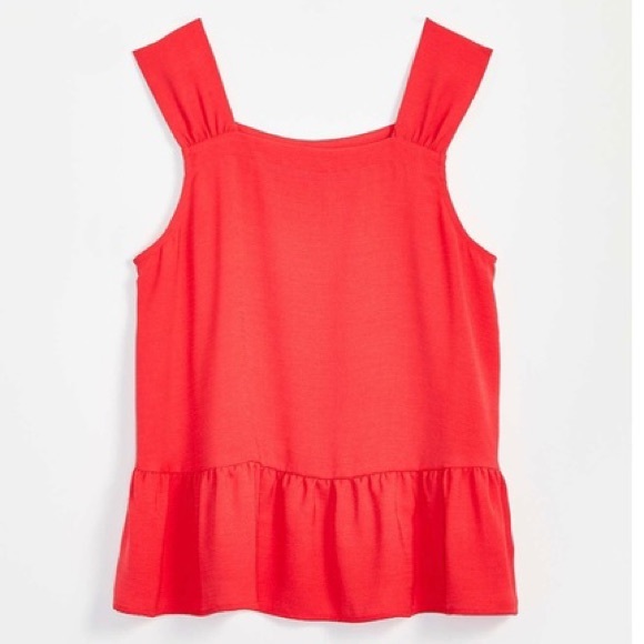 LOFT Tops - NWT LOFT Square Neck Peplum Shell in Shiny Coral